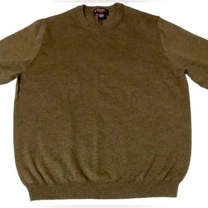 Brooks Brothers Stretch Green Sweater Mens Large Crewneck Merino Wool Blend VTG